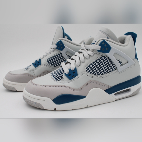 Air Jordan 4 Retro (GS) Off White/Military Blue 6.5Y - Picture 4 of 14